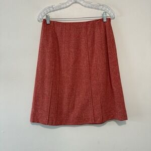 Carolina Herrera Coral Tweed Silk Pencil Skirt Made in Italy Size 6